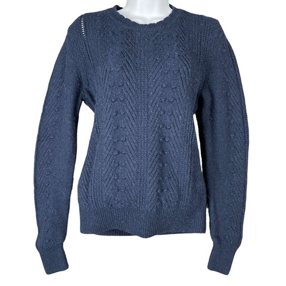 Banana Republic Sweaters - Banana Republic Womens Sweater Size M Blue Pom Pom Cable Alpaca Merino Wool Work